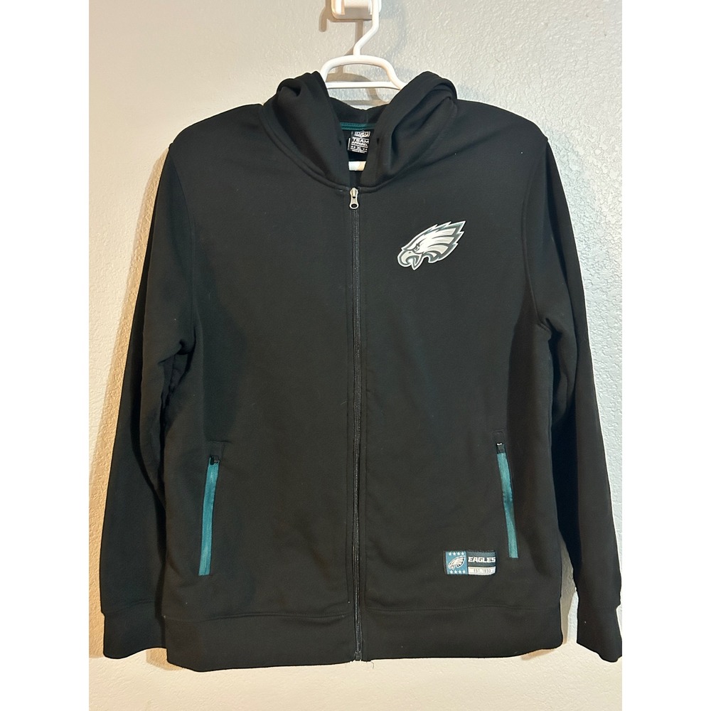 NFL Team Apparel Philadelphia Eagles Full Zip Hoodie Black Men XL Fly Eagles Fly